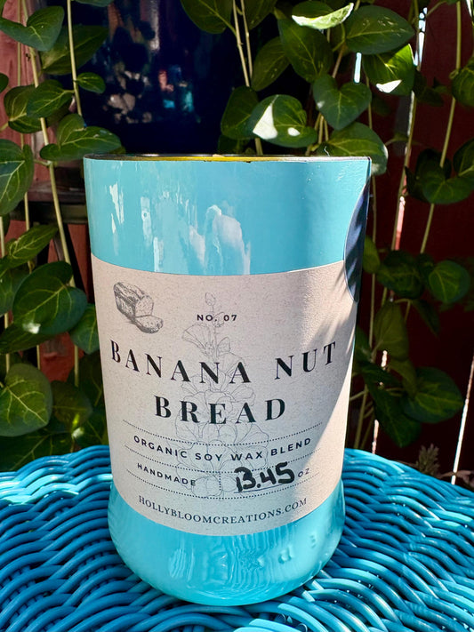 Banana Nut Bread - Upcycled Wine Bottle Candle