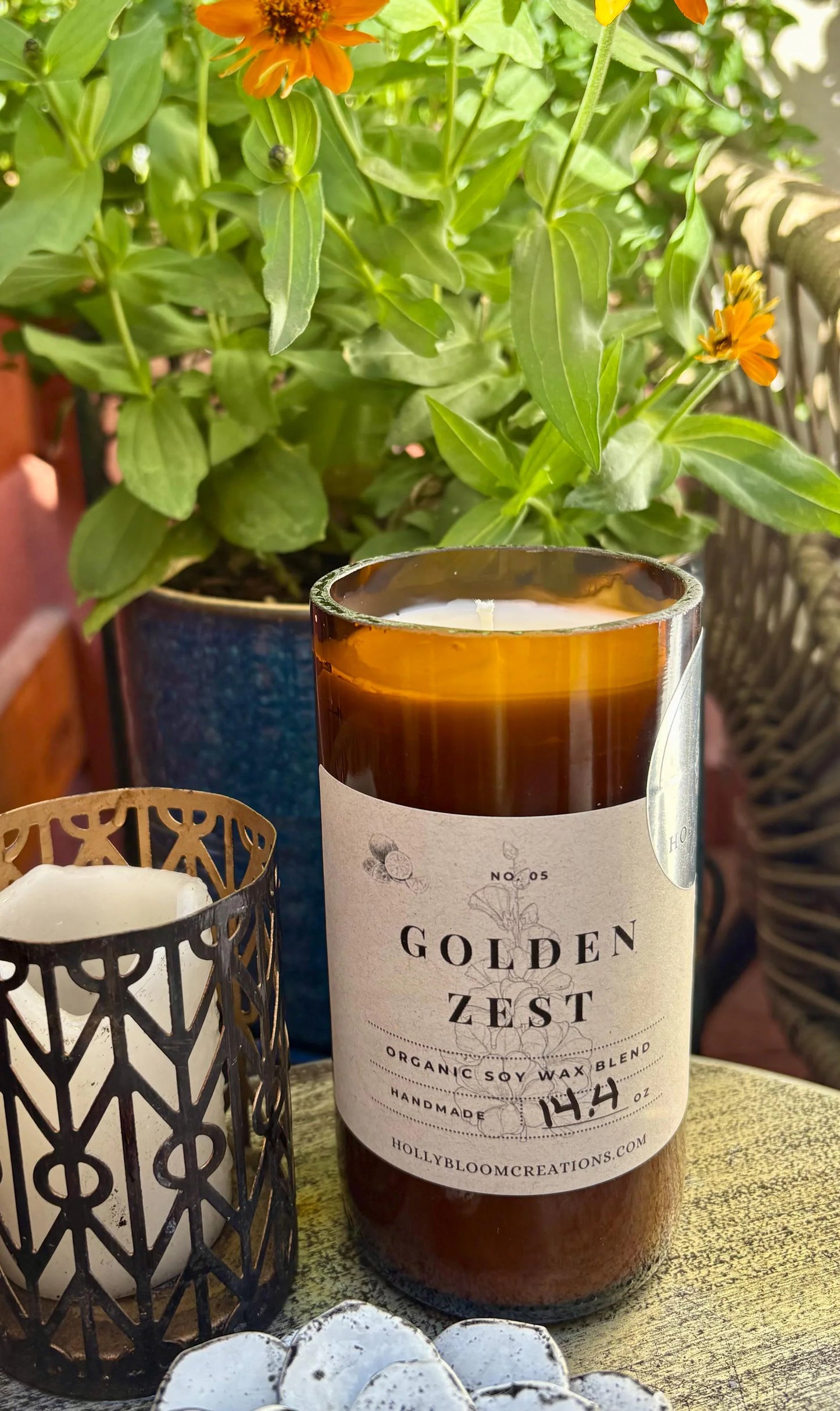 Golden Zest - Amber Wine Bottle Candle
