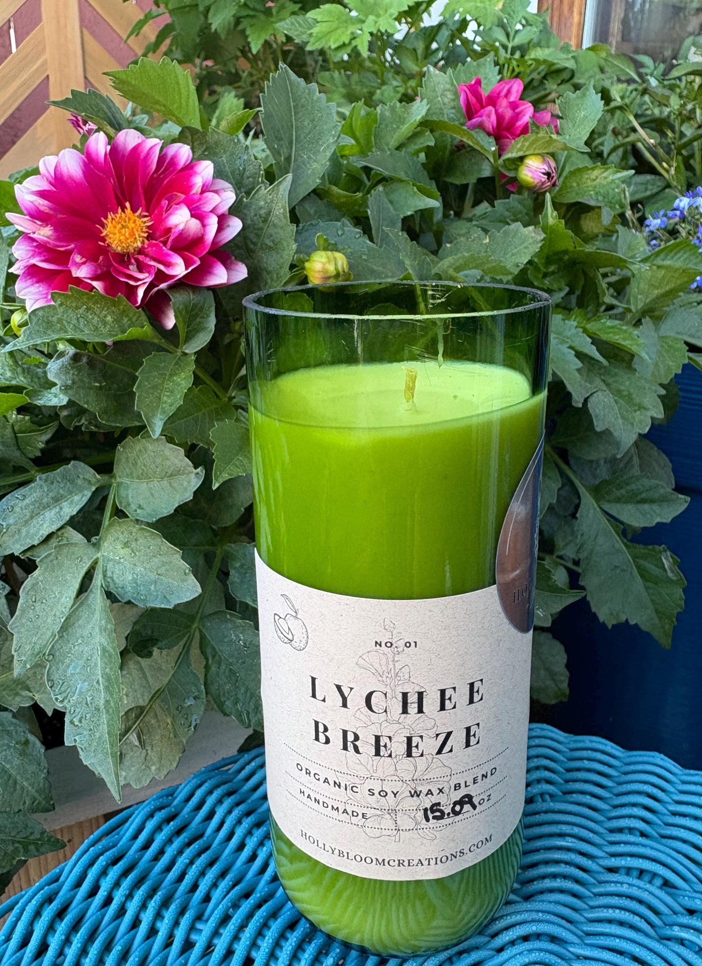 Lychee Breeze - Upcycled Wine Bottle Candle