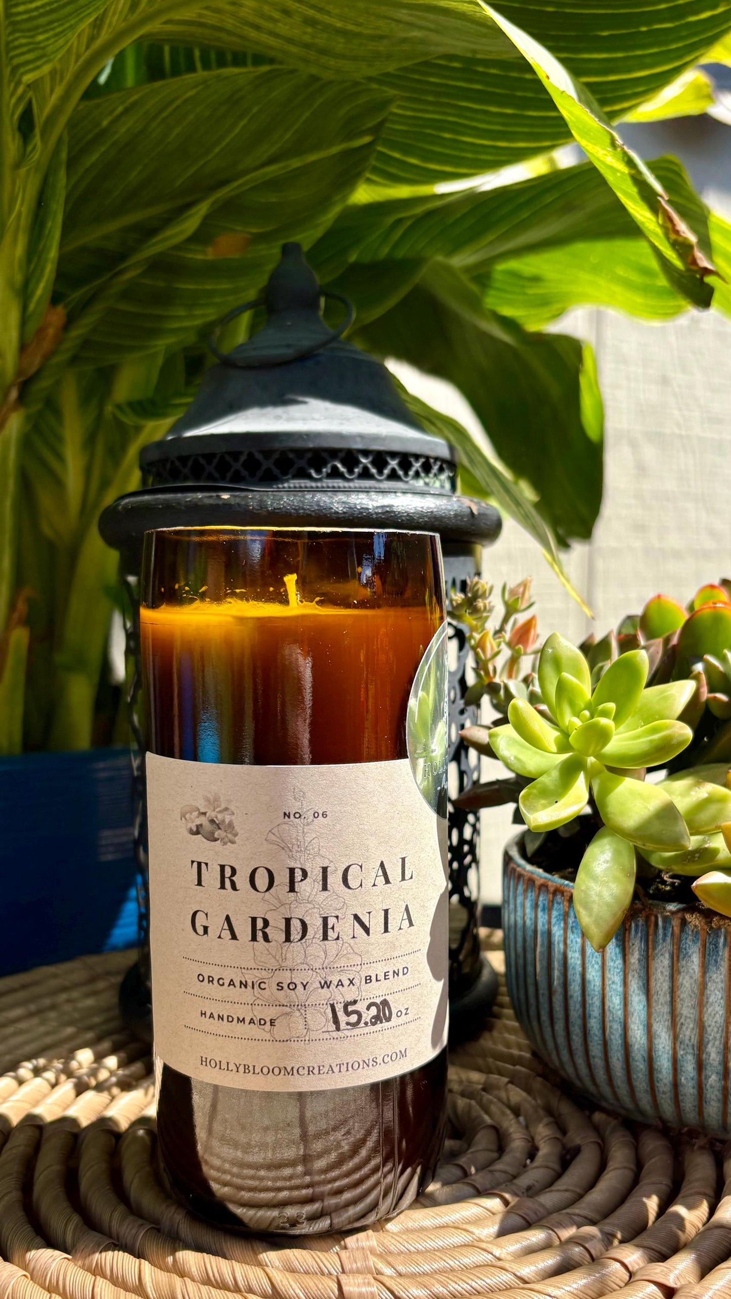 Tropical Gardenia - Upcycled Wine Bottle Candle